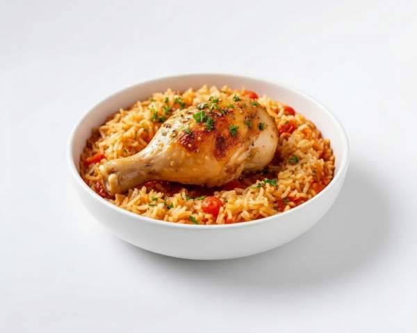 Куриная голень запеченная с рисом