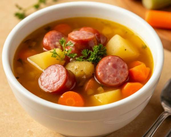 Суп гороховый с колбасками 