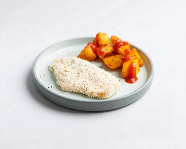 Шницель куриный с печеным картофелем
