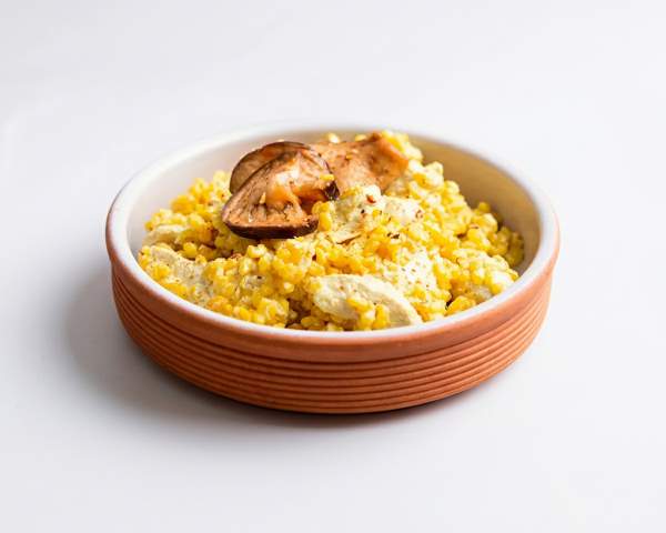 Сациви из курицы с булгуром и баклажанами